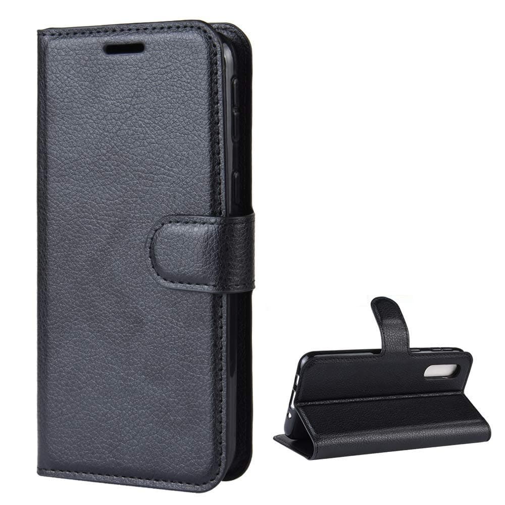 SS Tech Case for Samsung Galaxy A2 Core Black Premium PU Leather Wallet Case with Card Slots, Magnetic Closure and Kickstand Case