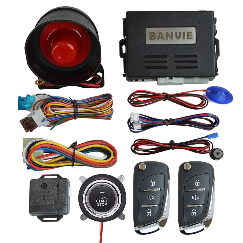 BANVIE Car Alarm System with Remote Start and Smart Push Start Button