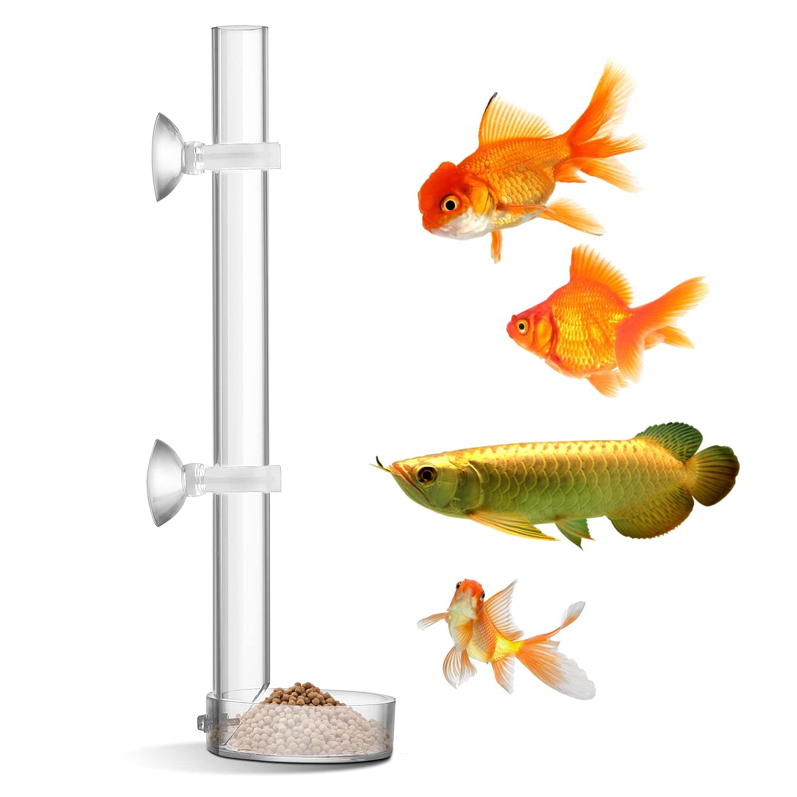 Acrylic Fish Shrimp Feeder, Transparent Durable Aquarium Fish Shrimp Feeder, Assembled Feeding Tube Feeding Dish Tray Set for Fish Tank Aquarium Shrimp (25cm)