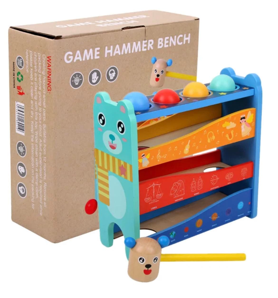 ToyArtsy Game Hammering Pounding Toys Kids Hammer & Pound Toy Pounding Game for Single and Double Kids Early Montessori Educational Tool Gift for Kids Girls Boys