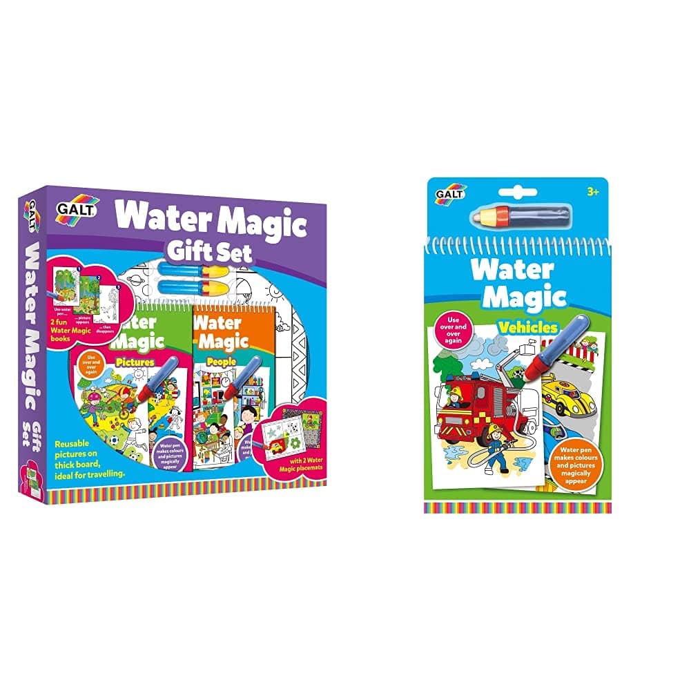 Galt Toys, Water Magic - Gift Set, Colouring Sets for Children, Ages 3 Years Plus & Toys, Water Magic - Vehicles, Colouring Book for Children, Ages 3 Years Plus
