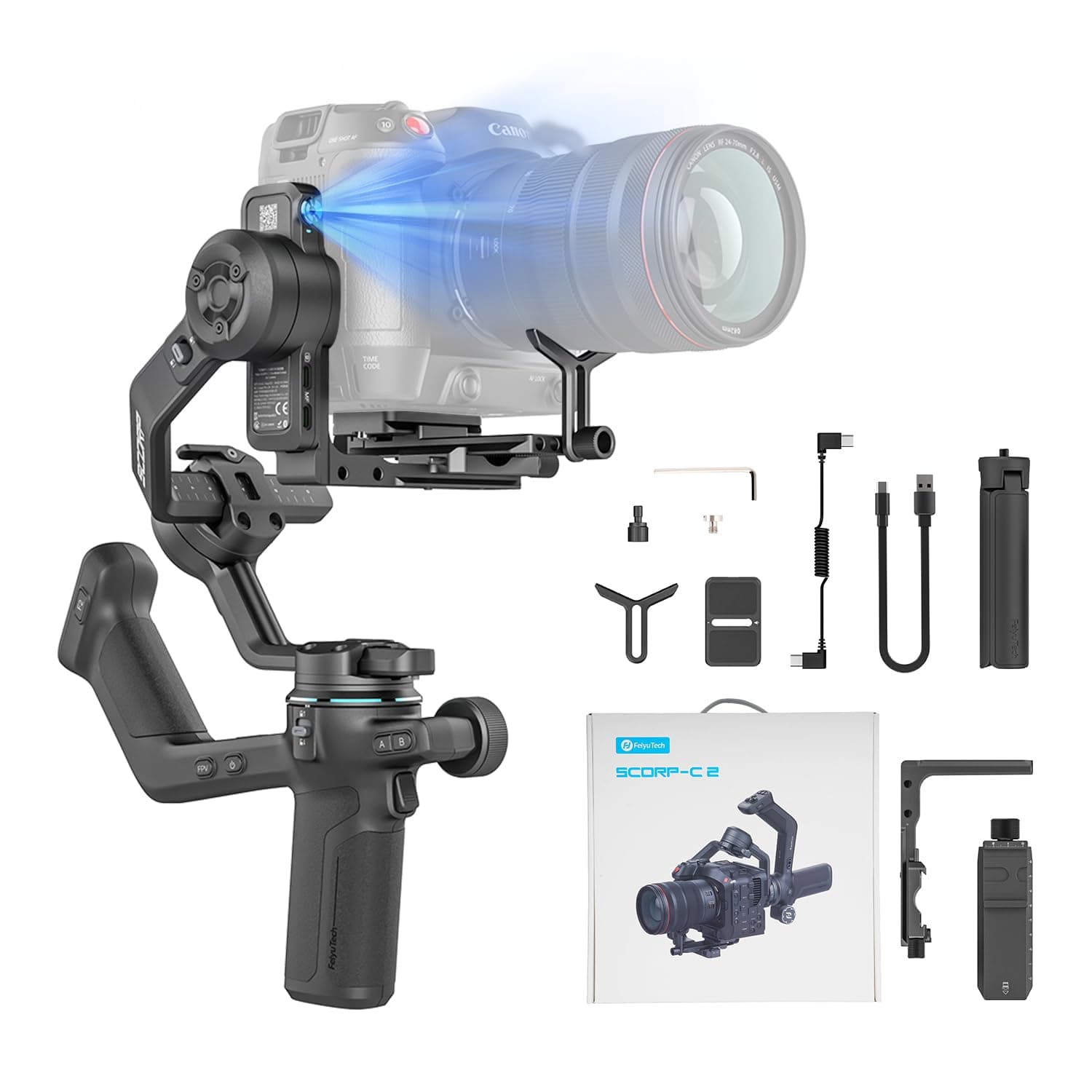 SCORP-C Camera Stabilizer Handheld Gimbal for DSLR&Mirrorless Camera for Sony/Canon/Nikon/Panasonic/Fujifilm,Max 5.51lbs Professional 3-Axis Video Stabilizer,Official-Authorized