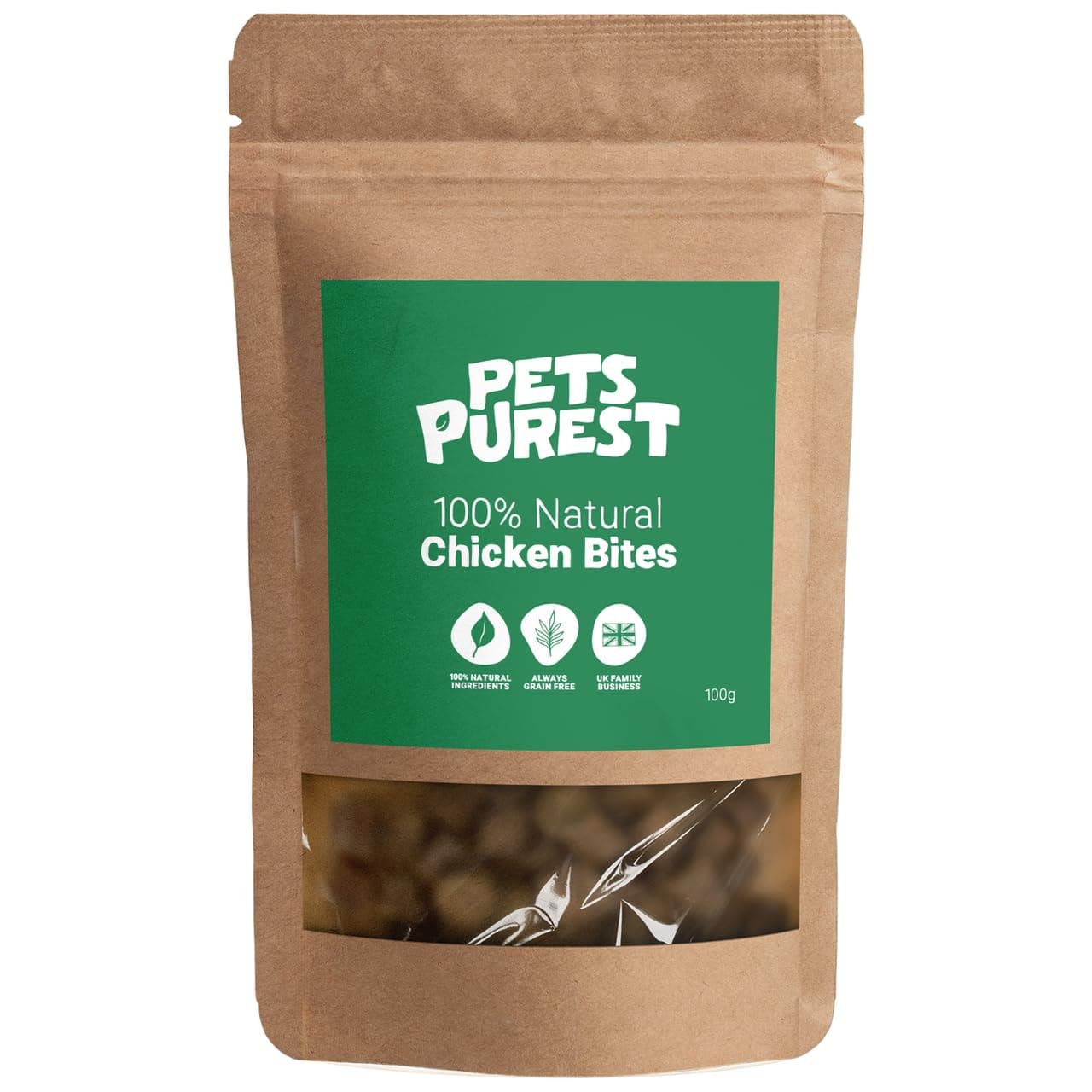 Natural Dog Treat Chews - 100% Healthy Air-Dried Chicken Sausage Bites for Dogs, Puppy & Senior. Grain & Gluten Free Low Fat Raw Protein Dog Food Snack (100g)