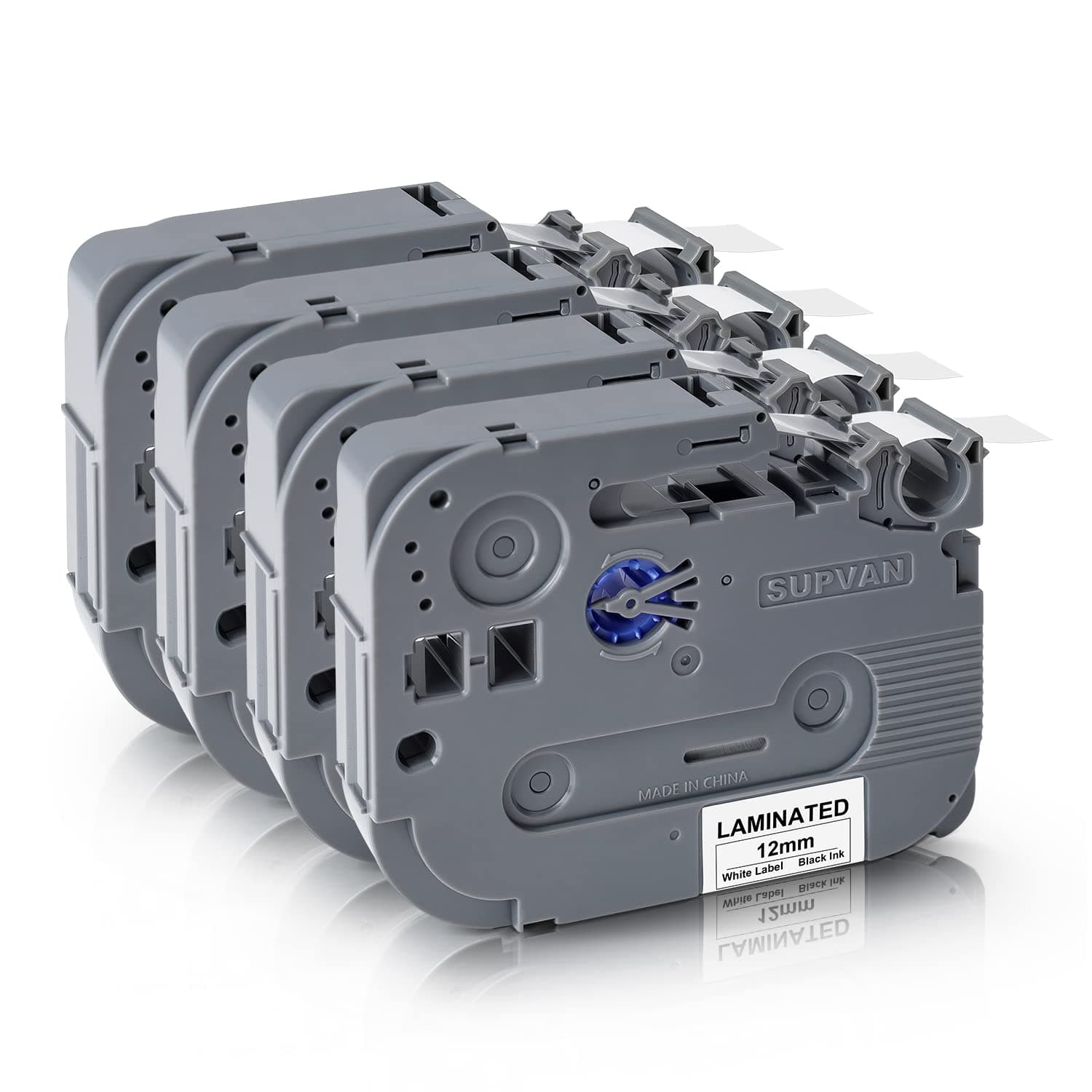 SUPVAN Label Maker Tap LP5120M Adapted Label Print Paper 4 Packs Size Continous 0.47inx26.25ft Thermal Laminated Waterproof Self-Adhesive Multipurpose Labeling Tape Replacement