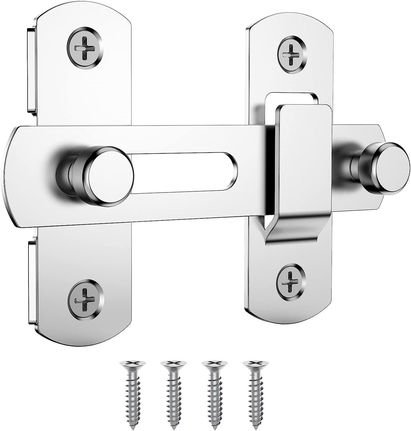Door Lock Hardware, Stainless Steel Gate Latches Bar Flip Latch Safety Door Bolt Lock, Sliding Door Barn Latch Lock Suitable for Garden, Bathroom, Outdoor, Garage, Window, Coop. (2)