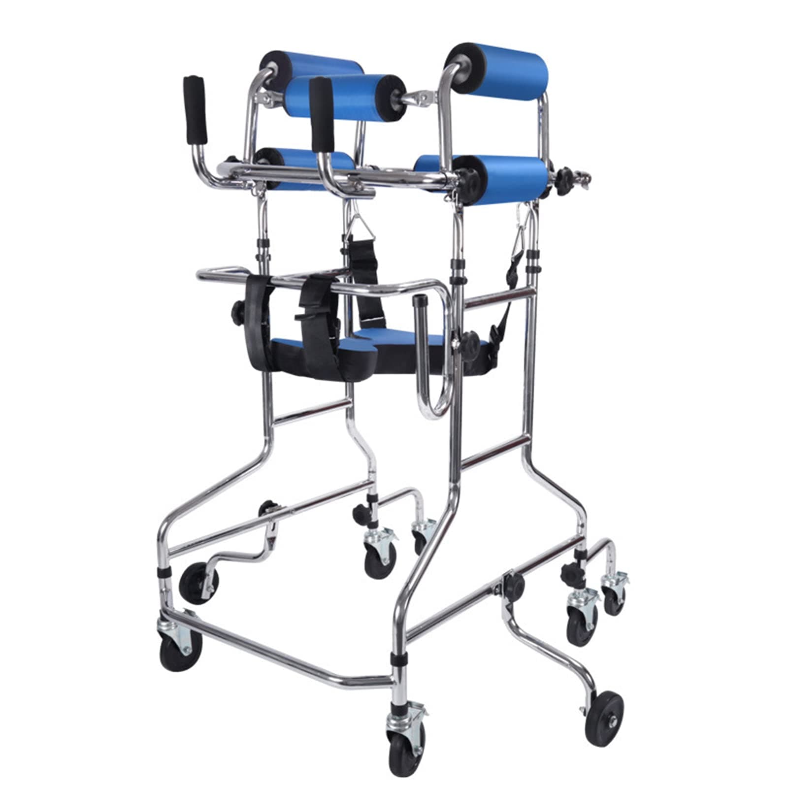 Y&A Rollator Walker for Seniors,Adjustable Standard with Seat,Foamed Axillary Support,Wheeled Rolling Rehabilitation Auxiliary Walking Aid, Blue, 60x92x140cm(24x36x55 Inch)