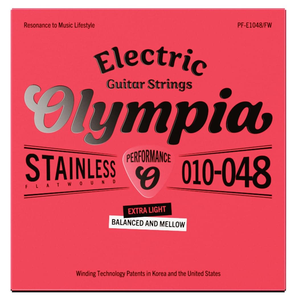 Olympia stainless steel flatwound electric guitar strings 10-48 gauge