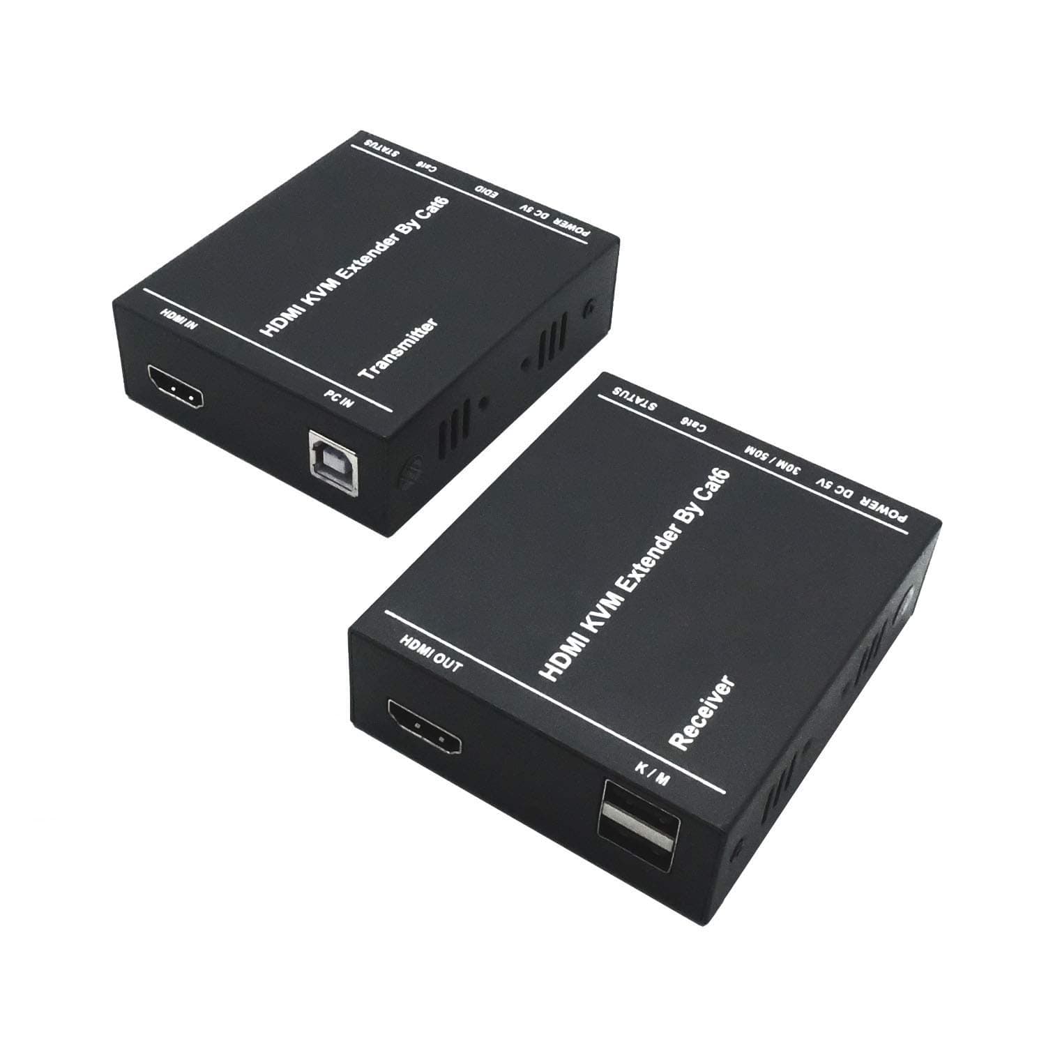 PW-HT208HKM HDMI KVM Extender Over TCP/IP up to 165ft/50m Cat5e/Cat6/Cat7 Support HD 1080P USB Keyboard & Mouse Ethernet IR Network (UTP+RJ45+Transmitter + Receiver)