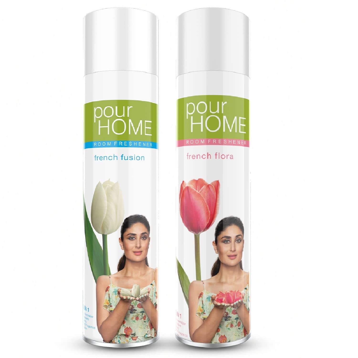 POUR HOME French Flora & French Fusion Room Freshener Spray - 270ML Each (Pack of 2)| Reduces Odours - Suitable for Home & Office