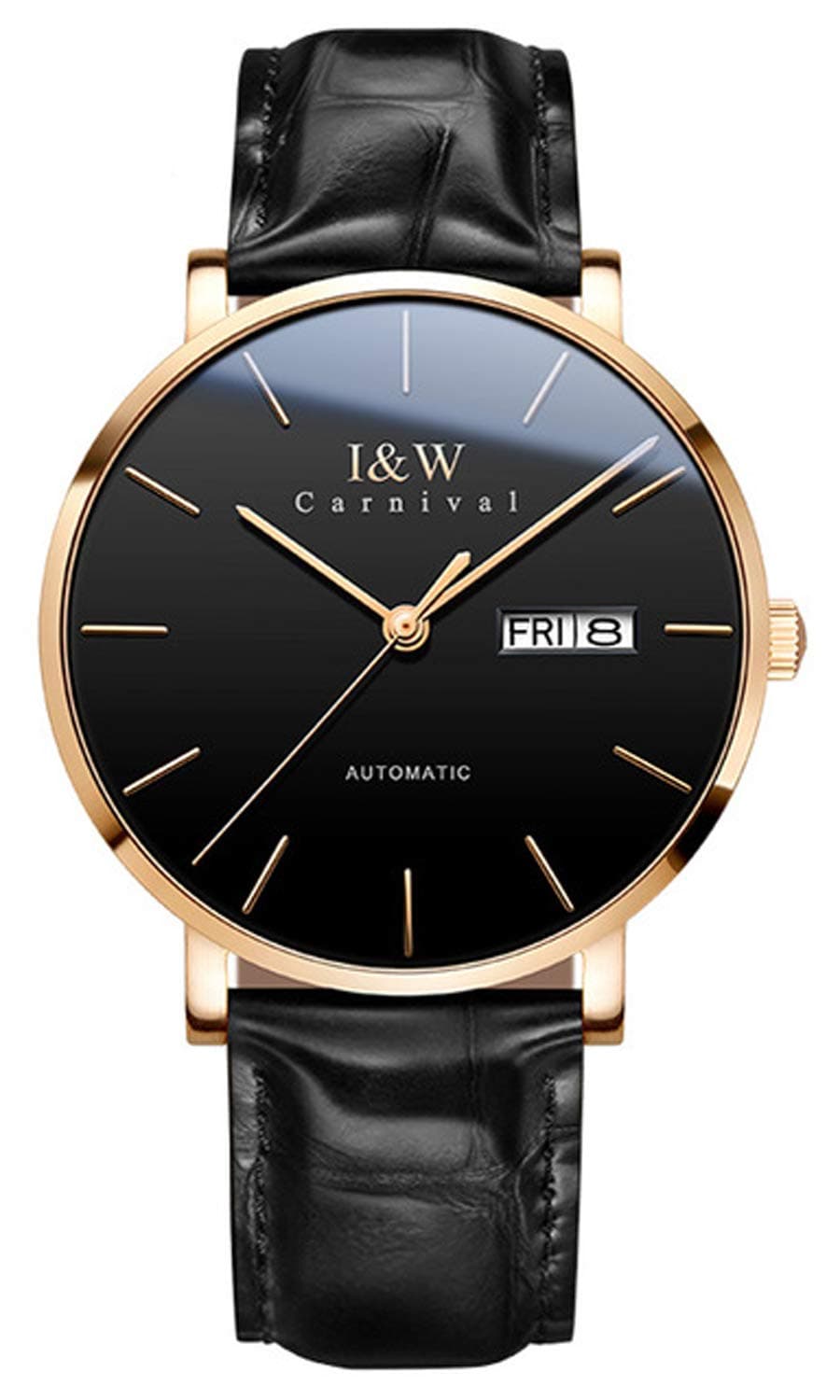 Fashion Automatic Mechanical Watches Simple Thin Leather Strap Sapphire Crystal Waterproof Wristwatches