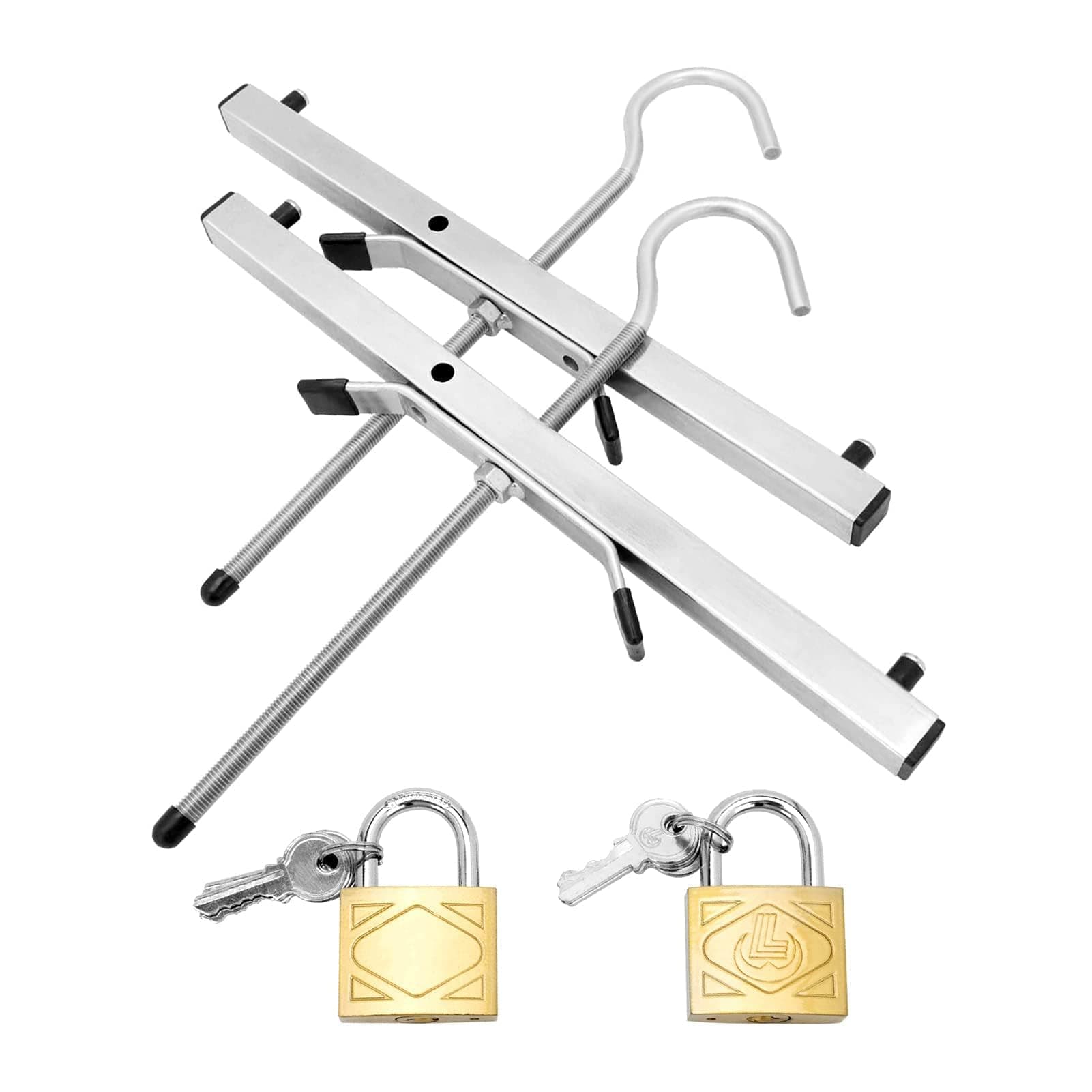 Holdfiturn 2 Pcs Ladder Clamps 43*39.5*22cm Roof Rack Clamp Lock Universal Ladder Roof Rack Lock Heavy Duty Roof Rack Clamps Lockable Safe Ladders with 2 Free Padlocks Included for Roof Rack