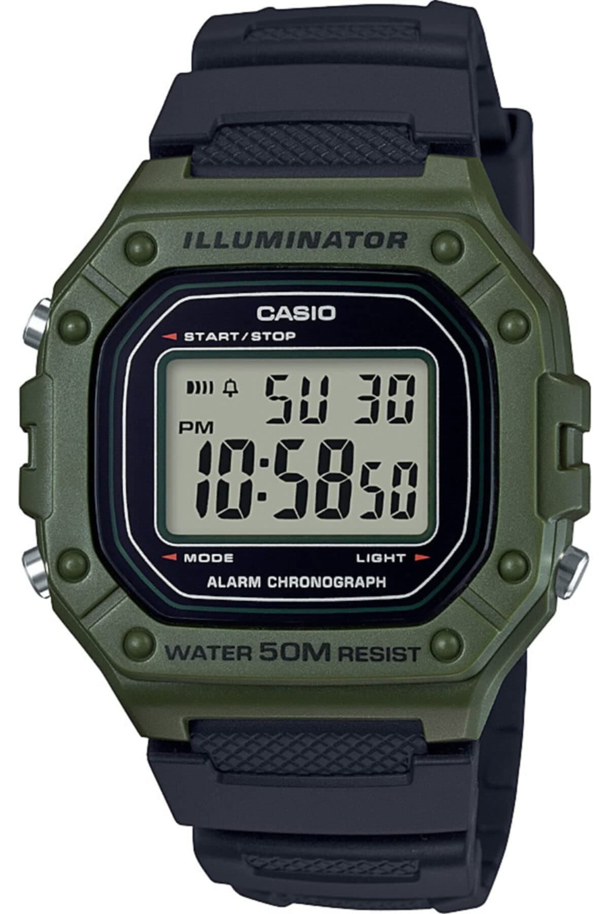 W218H Series | Men’s Digital Watch | 50M WR | 1/100 Second Stopwatch | 100 SEC Chronograph | LED Backlight | Countdown Timer | Daily Alarm | Hourly Time Signal | 7 Year Battery