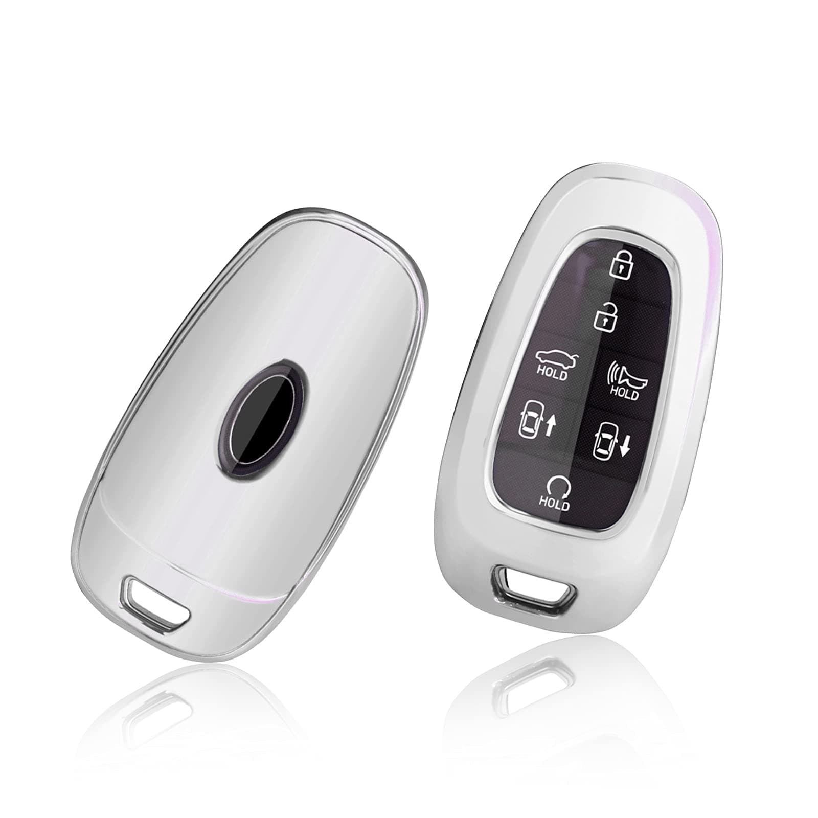 GAFAT Hyunda-i Tucson NX4 / Ioniq 5 / Nexo/Sante Fe 2021 2022 2023 2024 Key Case, Car Remote Controls Protective Case, TPU Silica Gel Car Key (Silver)