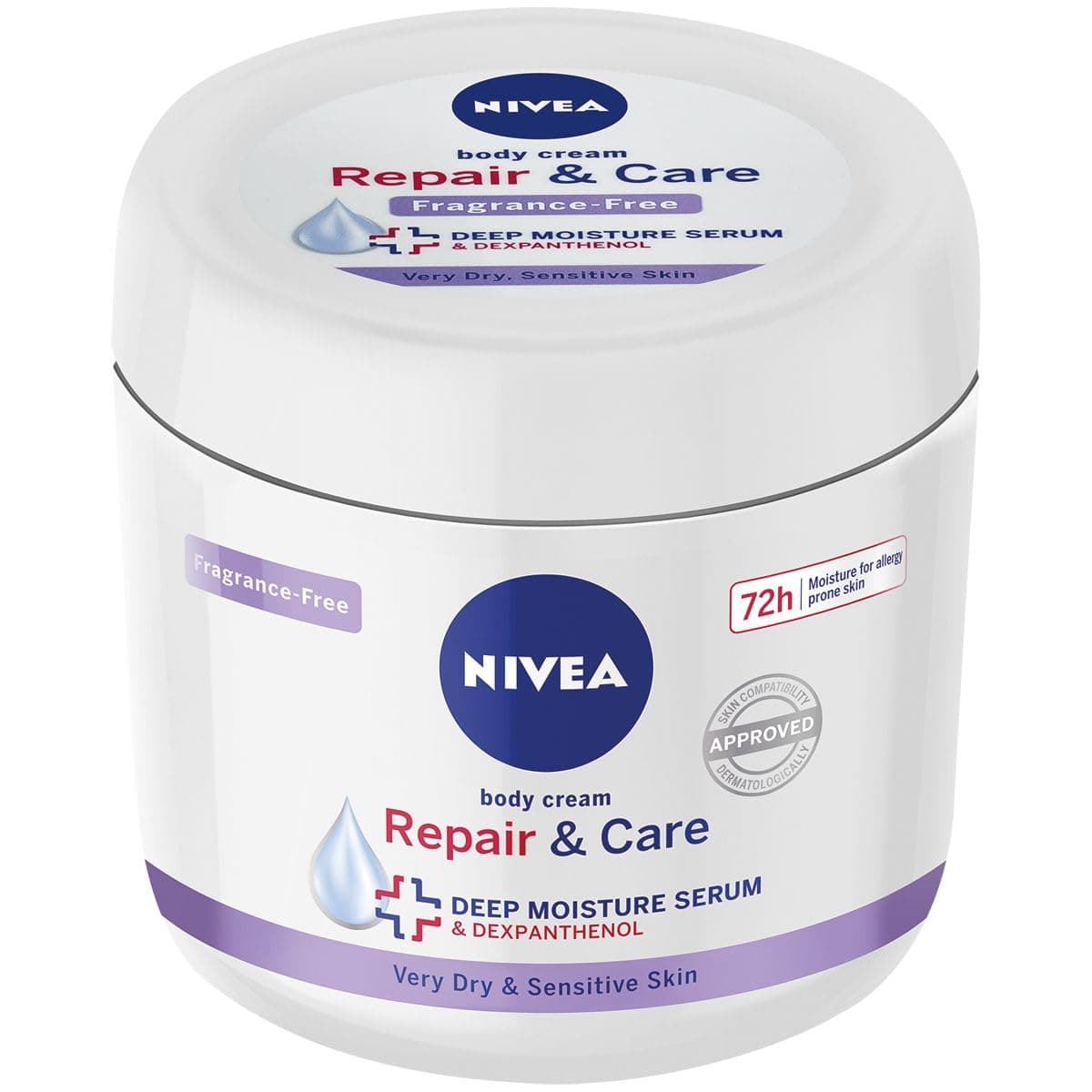 Body Repair & Care Cream (400ml Jar), Sensitive Moisturising Cream with NIVEA DEEP MOISTURE SERUM, Body Cream with Strengthening Formula, Body Cream for Dry Skin