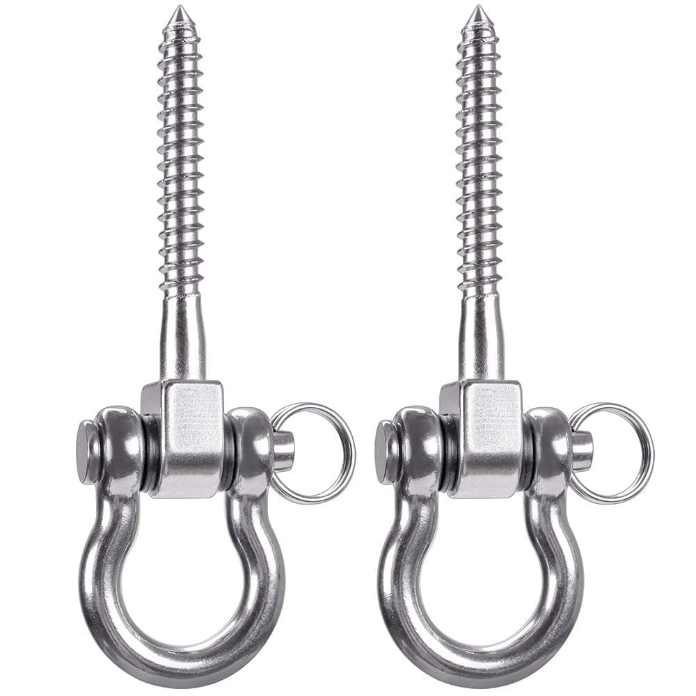 Set of 2 Permanent Antirust 304 Stainless Steel Screw Bracket Heavy Duty 180° Swing Hangers, 1800LB Capacity Playground Yoga Hammock Rope Tire Web Chair Sandbag Punching Bag Porch Swing Sets