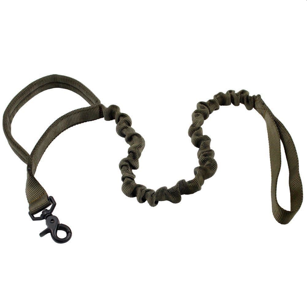 REEBOW GEAR Tactical Hunting Retractable Dog Leash Short Nylon Bungee Traffic Lead for Large Dogs Ranger Green