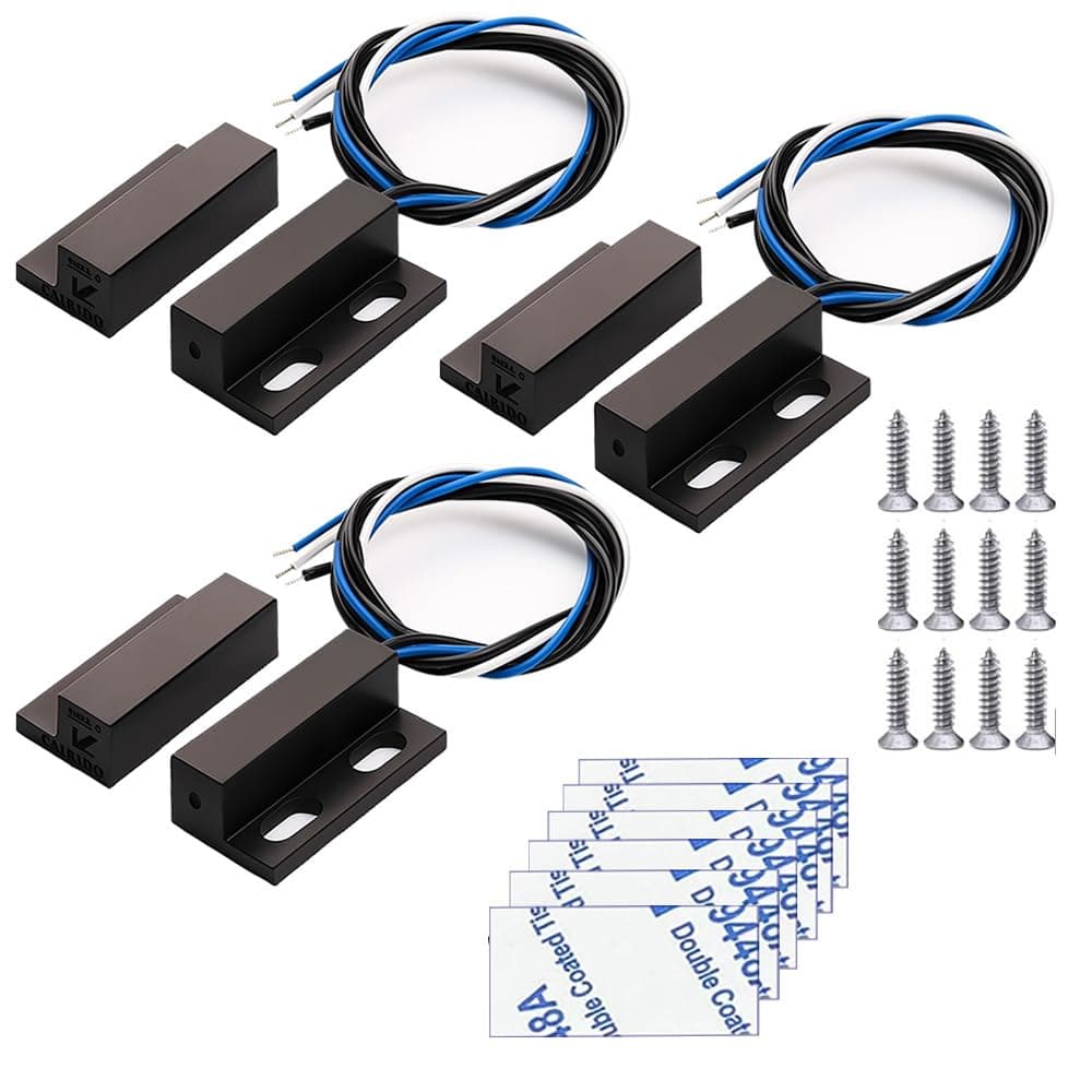 Gebildet 3 sets Black Magnetic Switch Wiring NO/NC Recessed Door Sensor Hidden Window Contact Reed Switch for Access Control Replace Alarm System