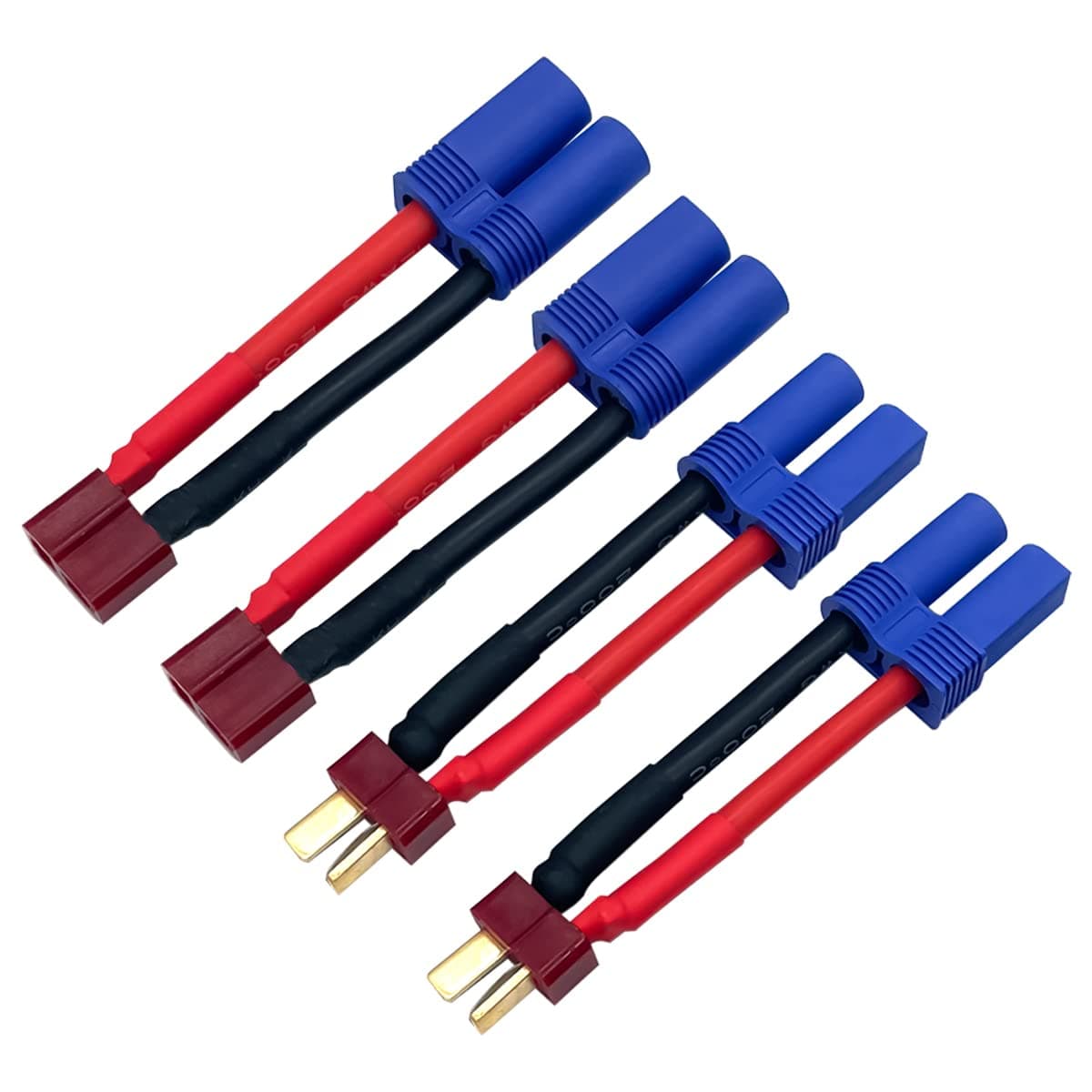 2Pairs T Plug to EC5 Male Female Connector Adapter RC Lipo Battery/Charger Adapter Converter 12AWG 5CM Gauge Wire for RC Cars Trucks Drones