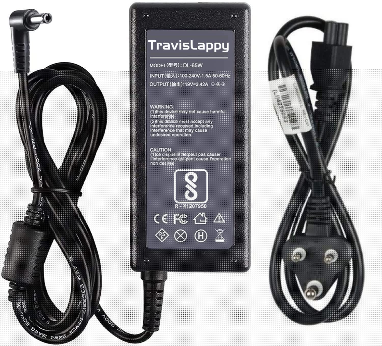 TravisLappy Laptop Charger Adapter for Toshiba Satellite L750 19V 3.42amp 65w Adapter (Pin Size 5.5 x 2.5 mm) BIS Certified Laptop Charger Power Cord Included