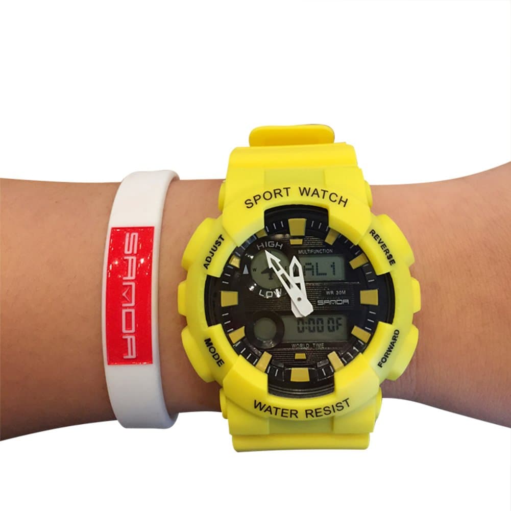 [Korean Version of Casual]ulzzangDigital Multi-Function Waterproof Night Photonics Table Student Couple Watches for Men and Women-I