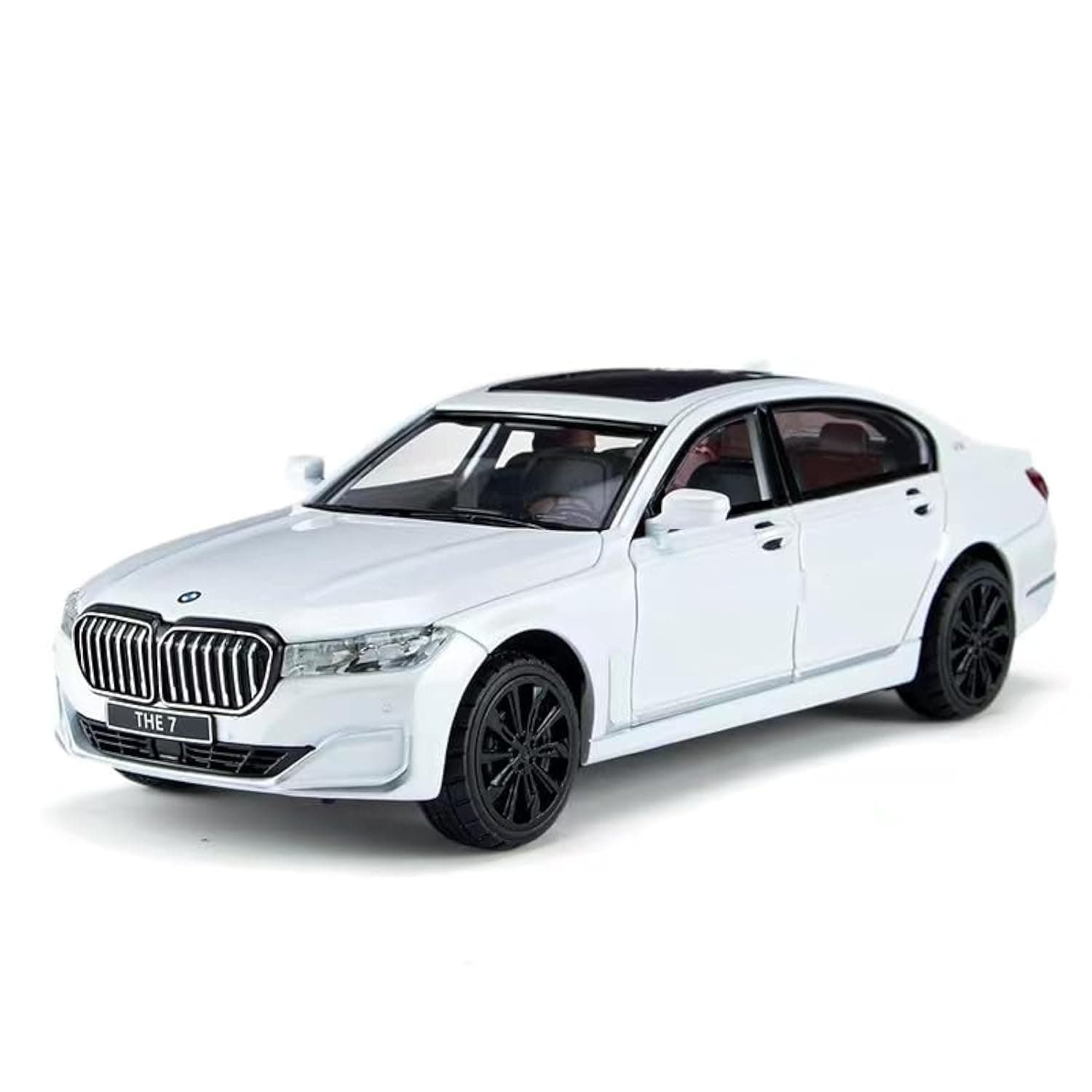 BDTCTK 1/24 Compatible for 760 Model Car, Zinc Alloy Pull Back Toy car with Sound and Light for Kids Boy Girl Gift(White)