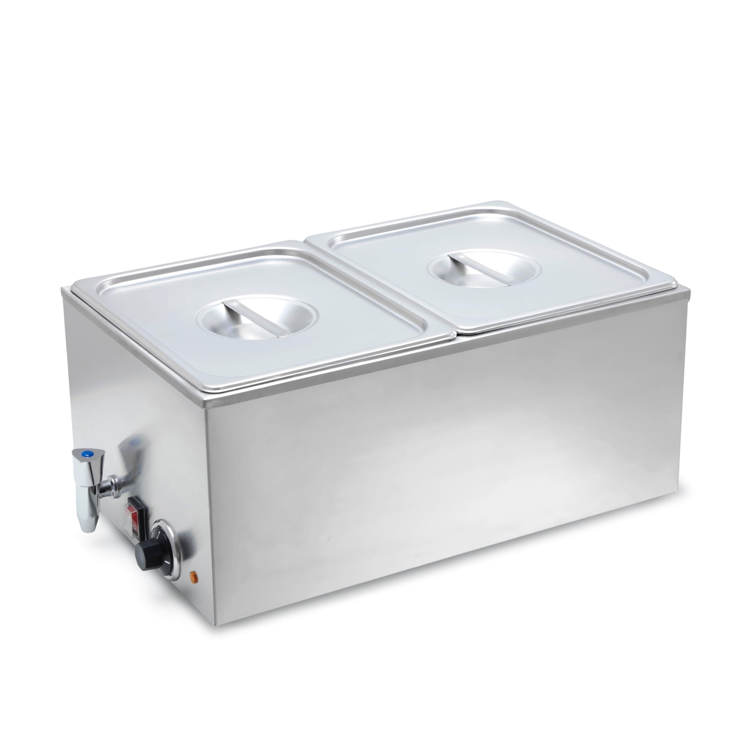 SYBO Commercial Grade Stainless Steel Bain Marie Buffet Food Warmer Steam Table for Catering and Restaurants (2 Sections with Tap)