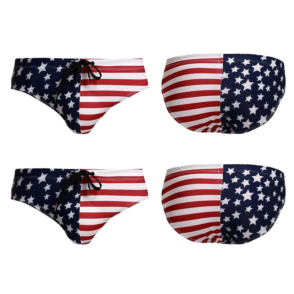 Mens American Flag Swimwear Briefs Patriotic Beach Swimsuit