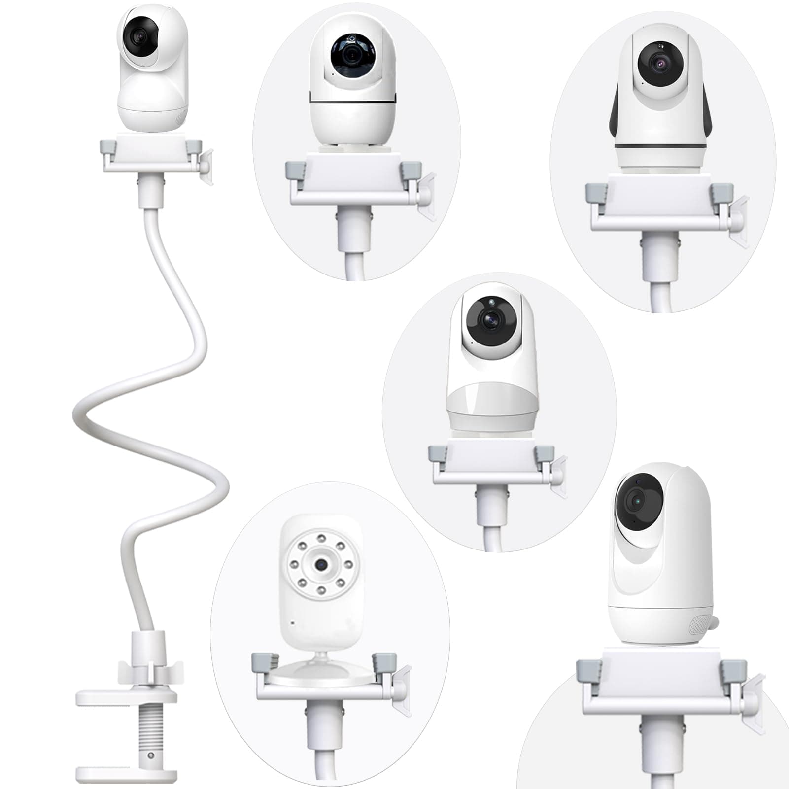 Baby Camera Mount Flexible Baby Monitor Holder Stand Compatible with Nanit Pro,Vetch,eufy, HelloBaby HB65/HB66/HB248,ANMEATE SM935E, Infant Optics DXR-8 Pro,Any Cameras with 1/4" Screw Stand