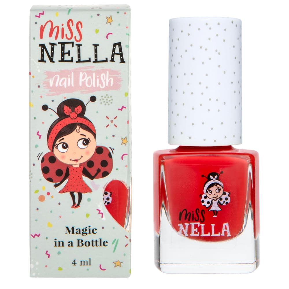 MISS NELLA CLASS CLOWN – Safe Special Red Nail Polish for Kids, Non-Toxic & Odor Free Formula for Children and Toddlers, Natural Water Based for Easy Peel Off