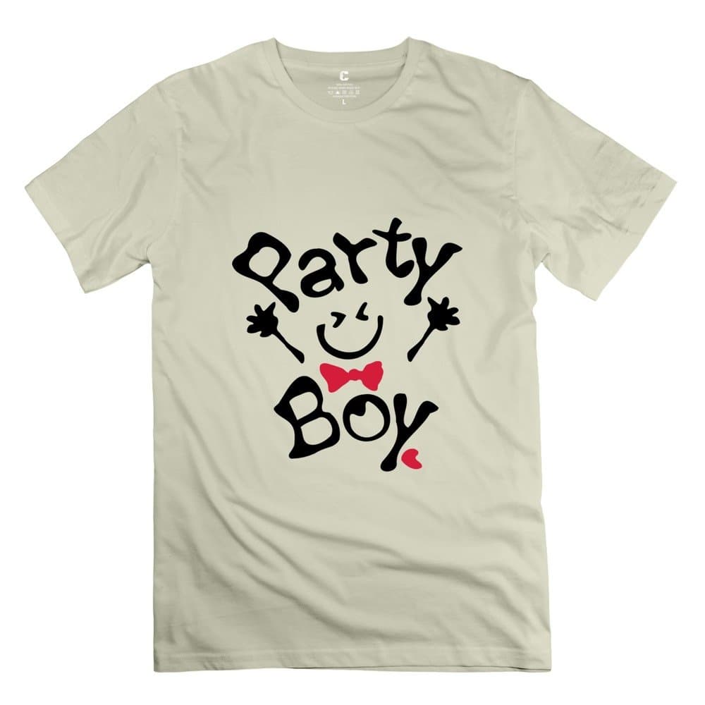Sihan Men's T-shirt Party Boy Smiley Face Size M Natural