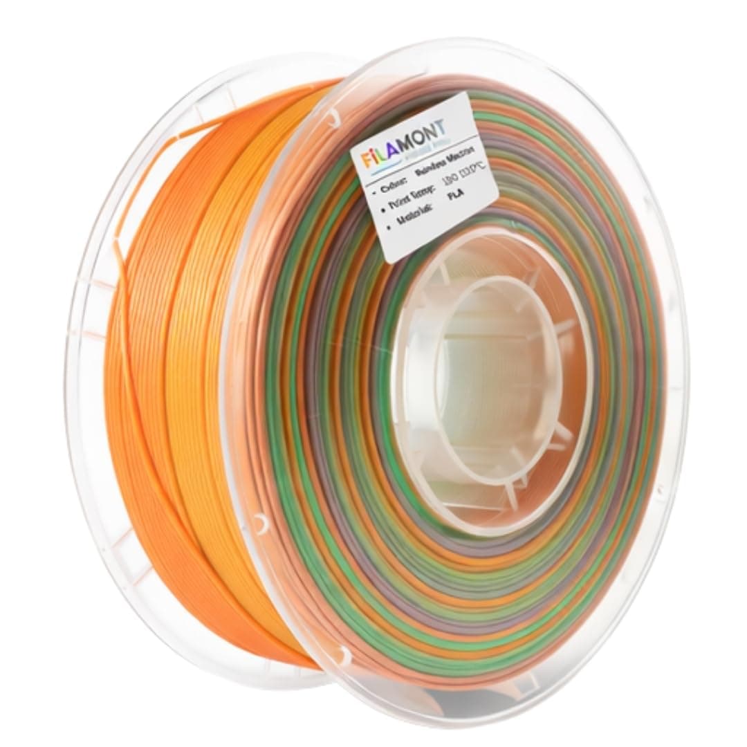 FiLAMONT PLA Silk Filament 1.75mm, 3D Printer Filament, Shiny Silk 1.75 PLA Filament, 1kg(2.2Lbs)/Spool (Silk Macaron Rainbow)