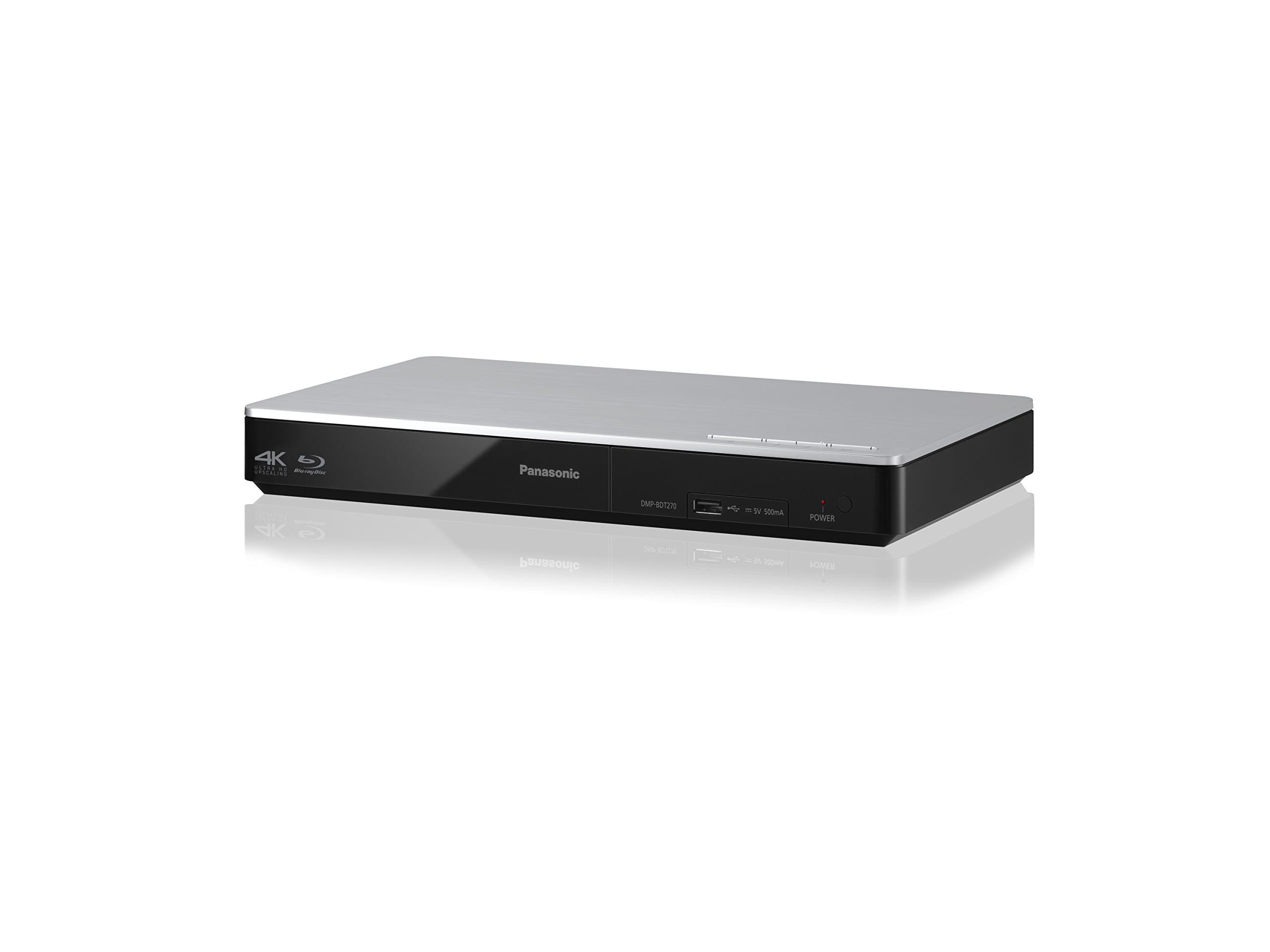 Panasonic Smart Network 4K Upscaling 3D Blu-Ray Disc & Streaming Player DMP-BDT270 (Silver), WiFi, Miracast