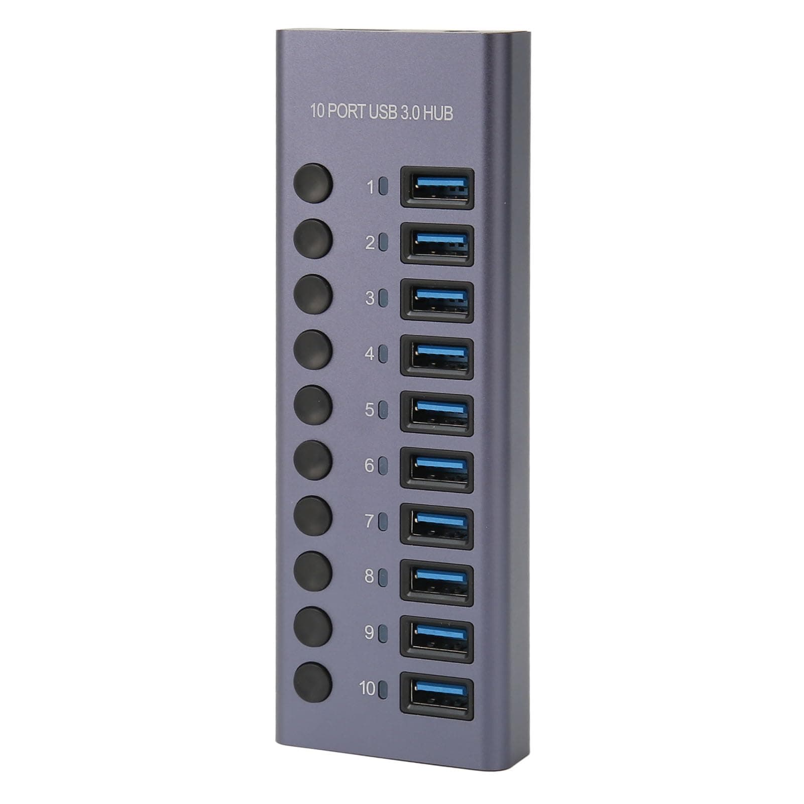 USB 3.0 Hub 10 Ports, 60W Powered USB Hub for Laptops, USB Charging Hub with Individual Switches, LED Indicator, USB Hub Splitter Extension for Laptop, PC (UK Plug)