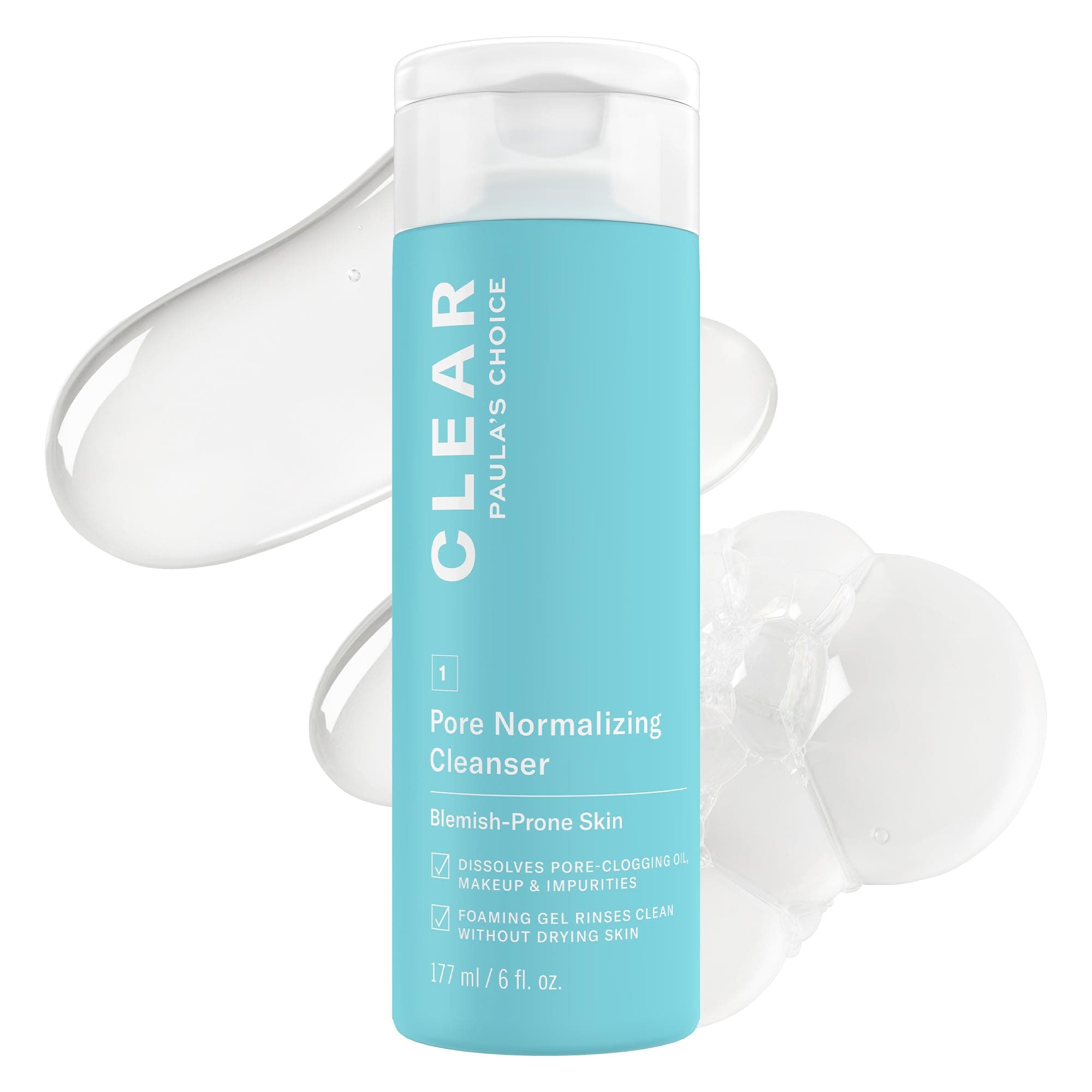 CLEAR Pore Normalizing Gel cleanser, 6 Ounce Bottle Facial cleanser for Facial Acne, Breakouts, Redness, Clogged & Enlarged Pores, Blackheads (aging May Vary)