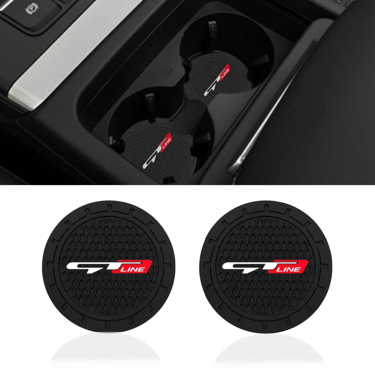 2 Pcs black car cup holder coaster 2.75 Inch silicone Anti-Slip fashion car Interior Accessories (GT)