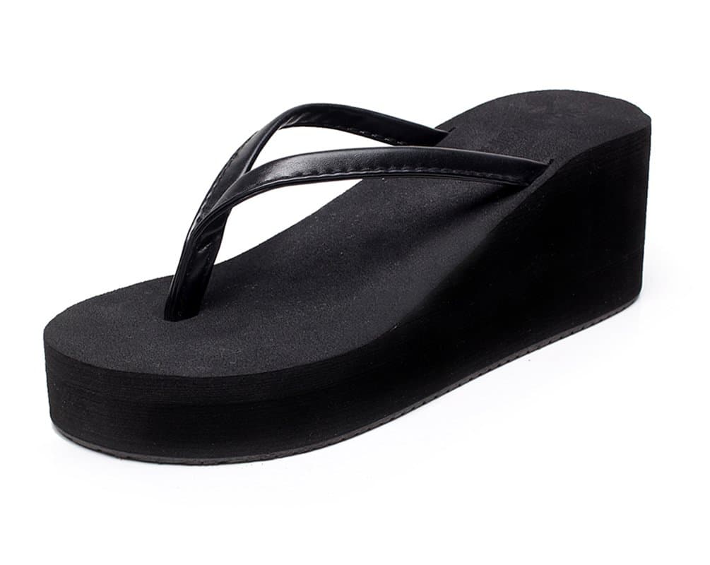 Trueyou Women's High Heeled flip Flops Black 6 B(M) US