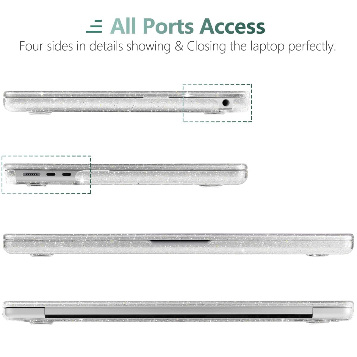 MEEgoodo Glitter Case for M4 MacBook Air 13.6 inch, Fit Model A3240 (M4)/A3113 (M3)/A2681(M2), Laptop Hard Shell Cases for MacBook Air 13" with Keyboard Cover & Camera Cover, Star Clear