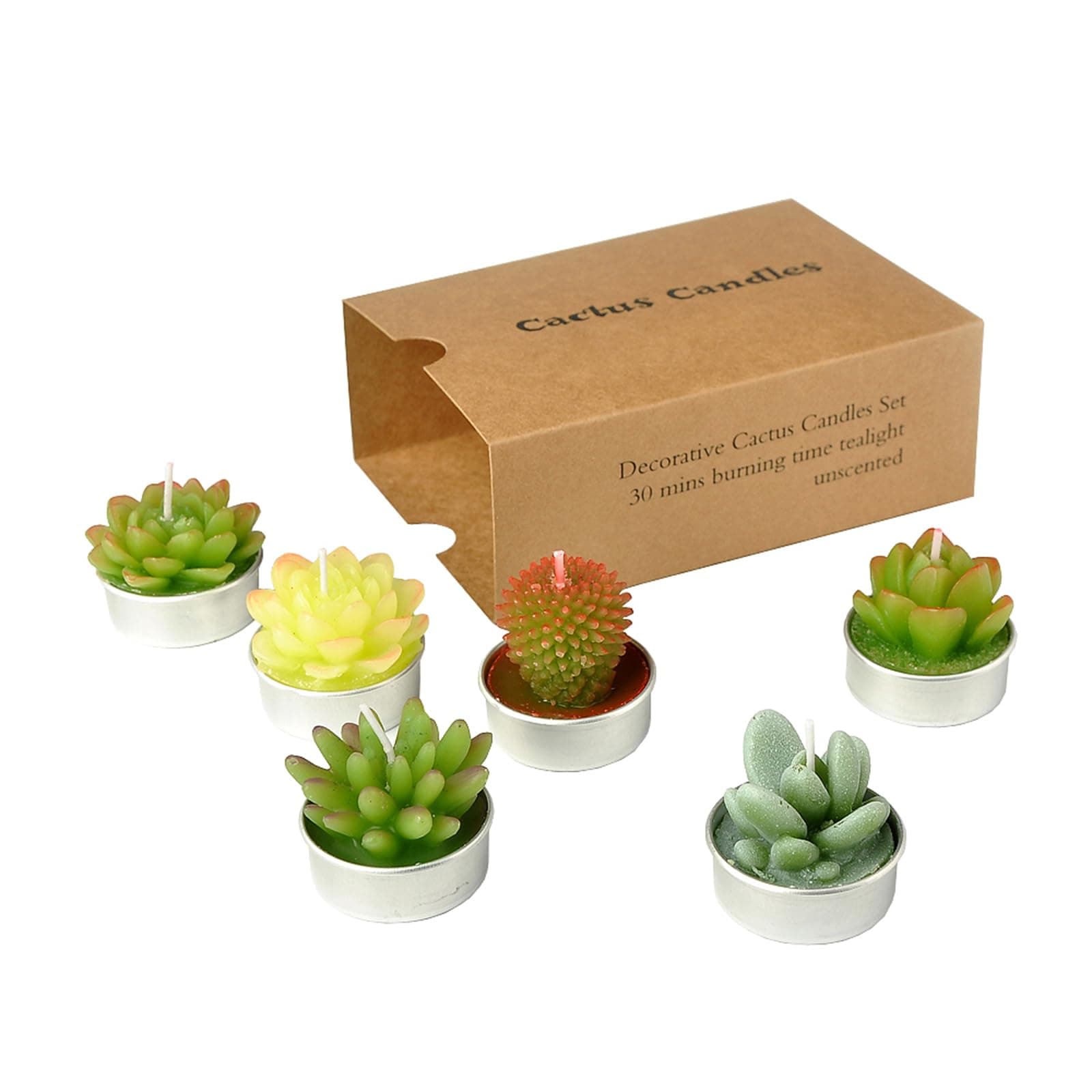 Cactus Tealight Candles, Handmade Delicate Succulent Cactus Candles（ Perfect for Birthday Party ,Wedding, Spa, Home Decor)