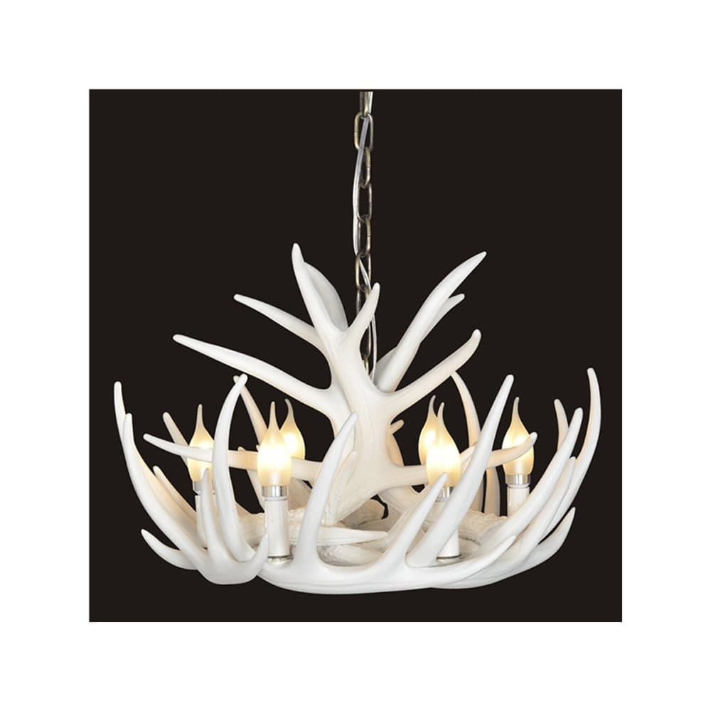 Homelavafans Ceiling Room Antler Chandelier Antler Lighting Ceiling Lights with 6 Lights (White)