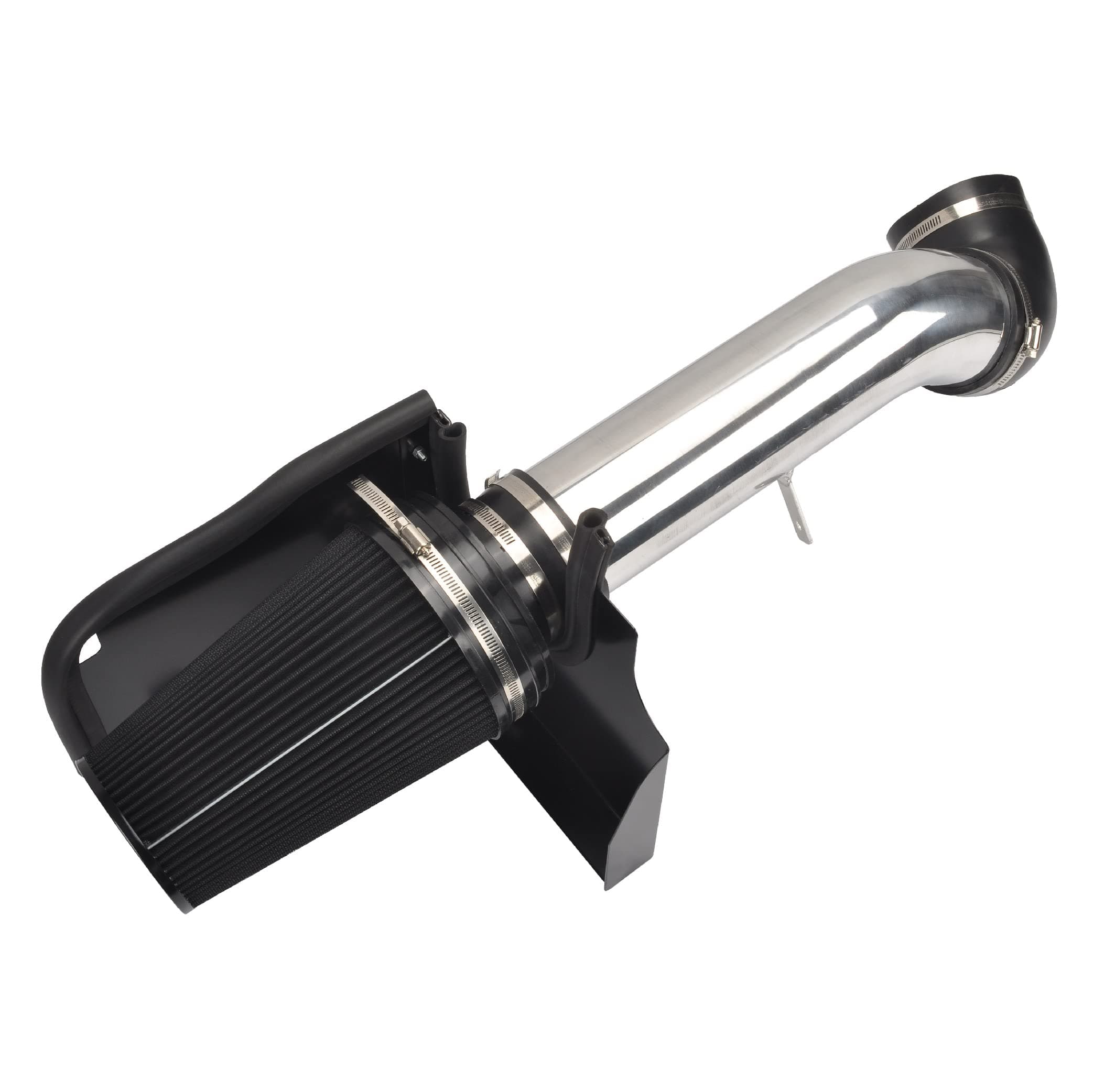 4" Cold Air Intake System + Heat Shield Compatible with 1999-2006 GMC/Chevy V8 4.8L/5.3L/6.0L Silverado 1500/2500/3500 (Black & Silver)