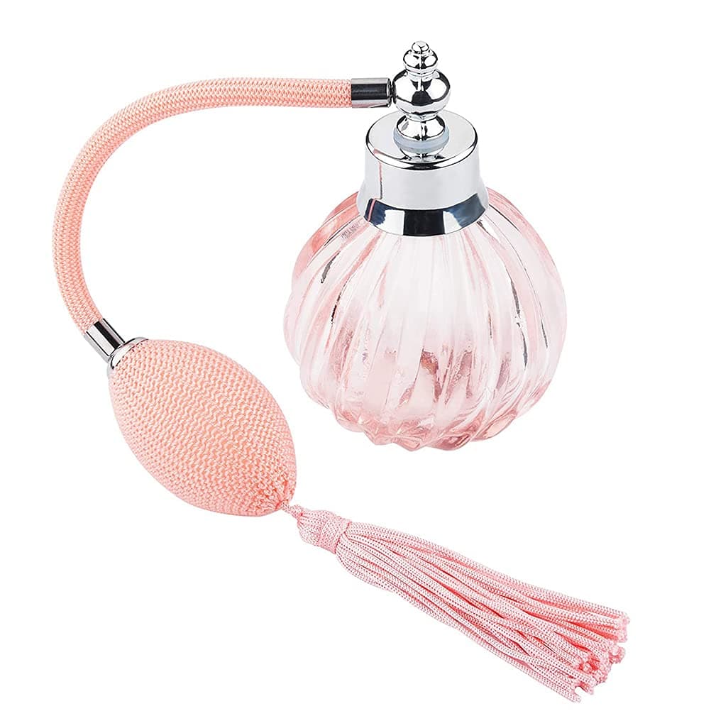 minkissy 90ML/3 oz Vintage Perfume Jar Portable Air Bag Perfume Pink Bottle Scent Fragrance Aromatherapy Mister Bottle for Women Ladies Spray Bottle (Pink)