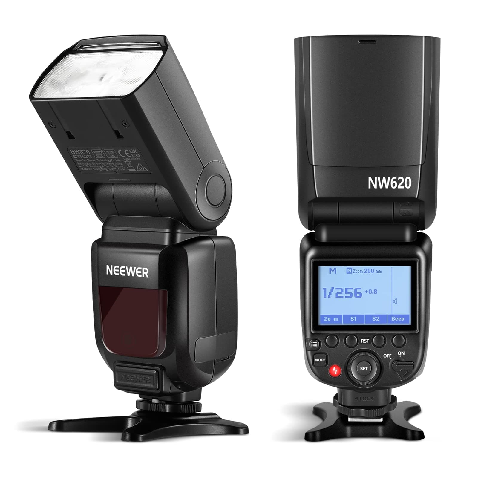 NW620 Speedlite Flash 76W GN60 with LCD Display, M/Multi/S1/S2 Flash Mode, 20-200mm Manual Zoom, Compatible with Canon Nikon Panasonic Olympus Pentax Fujifilm Sony DSLR & Mirrorless
