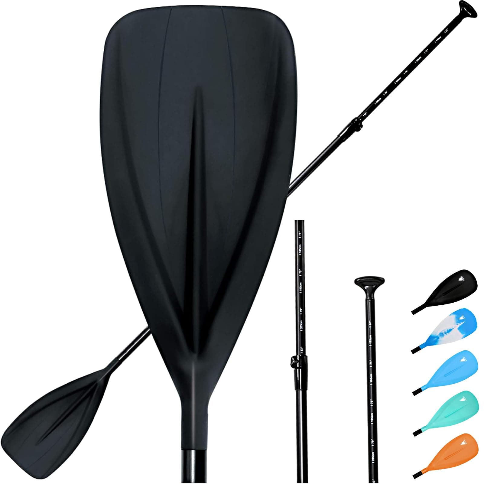 SUP Paddle - Adjustable 3 Pieces Stand-Up Board Paddles Floating Aluminum Alloy Shaft Easy Packable Travel SUP-Black