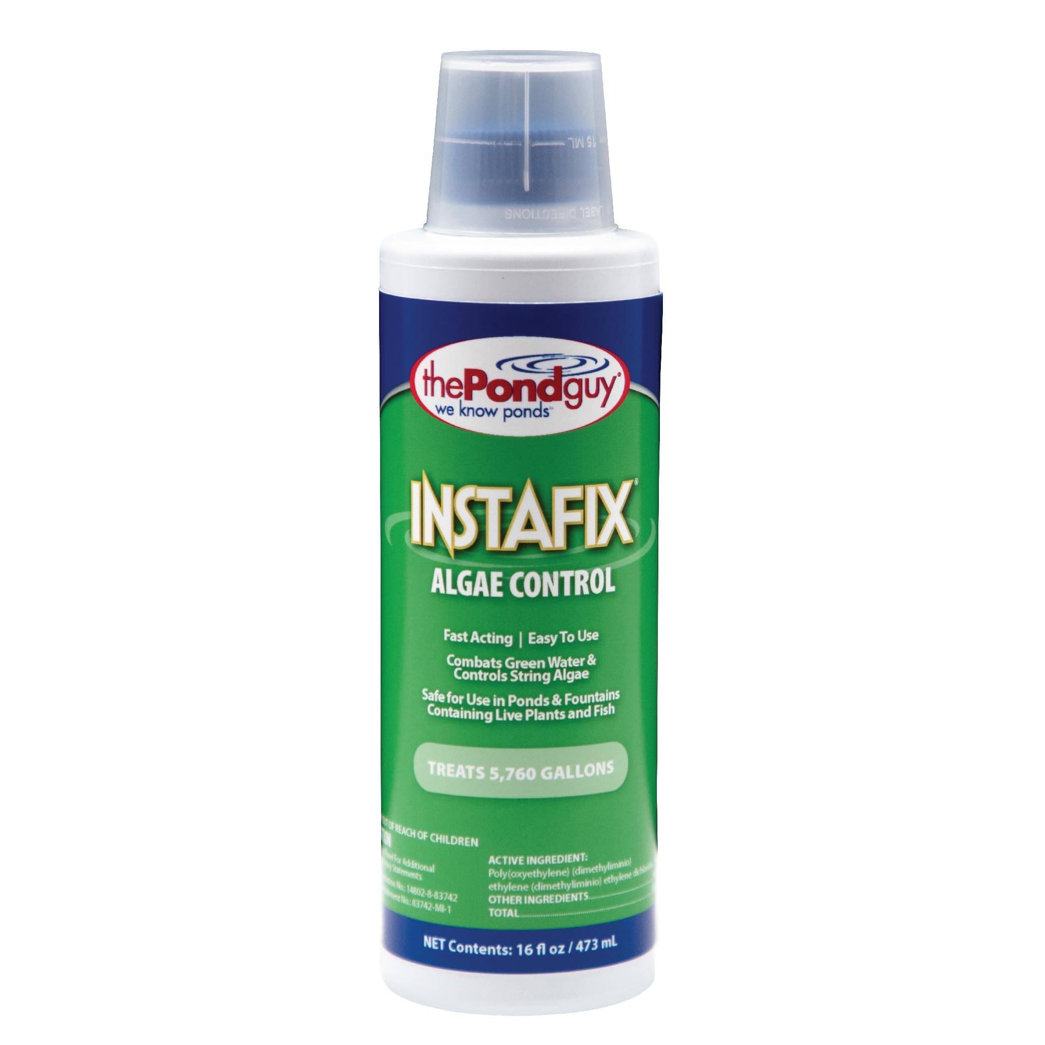 InstaFix Algae Control, Outdoor Water Garden, Fountain & Birdbath Algae Solution, EPA Registered Liquid Algaecide, Control Green Water & String Algae, Bird, Fish & Pet Safe, 16 Ounce