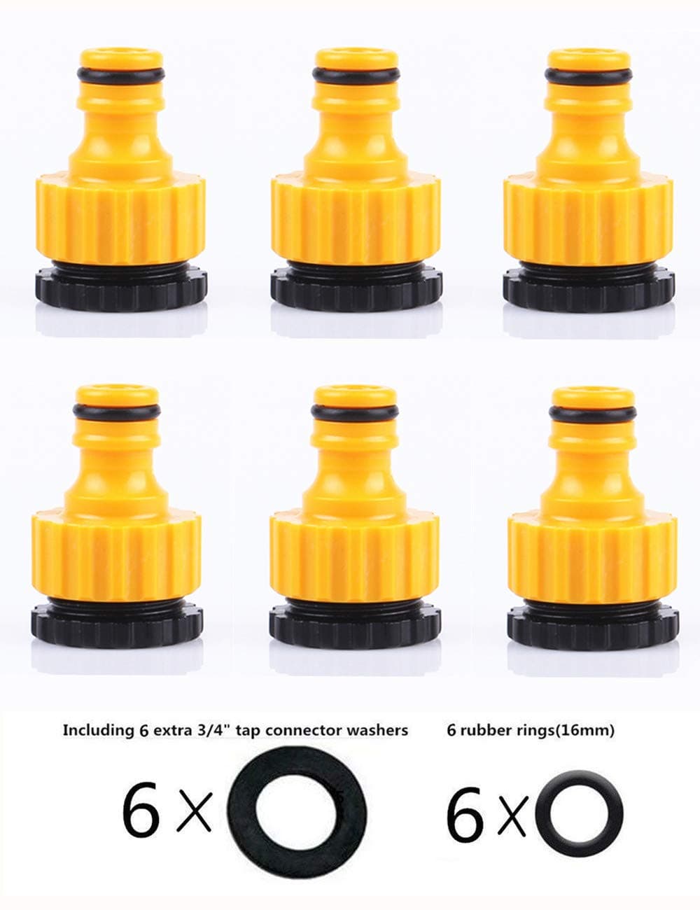 KRODI Hose Tap Connector Garden Hose Tap Connector Water Faucet Adapter 1/2 to 3/4 inch 2 in 1 (6 Pack)