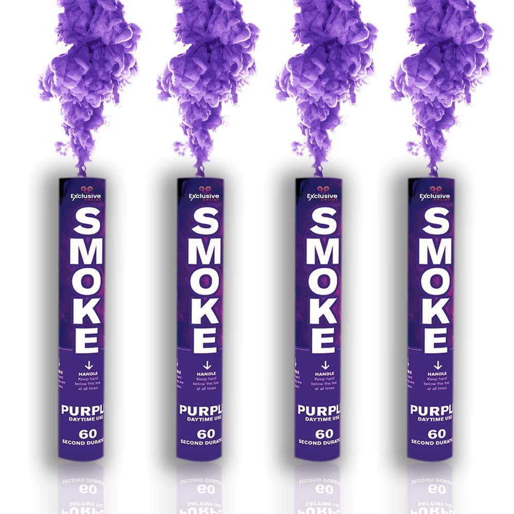 – Pack of 4 Party Ring Pull Handheld Daytime Smoke for Paintball, Weddings, Photoshoots & Special Effects (Purple)