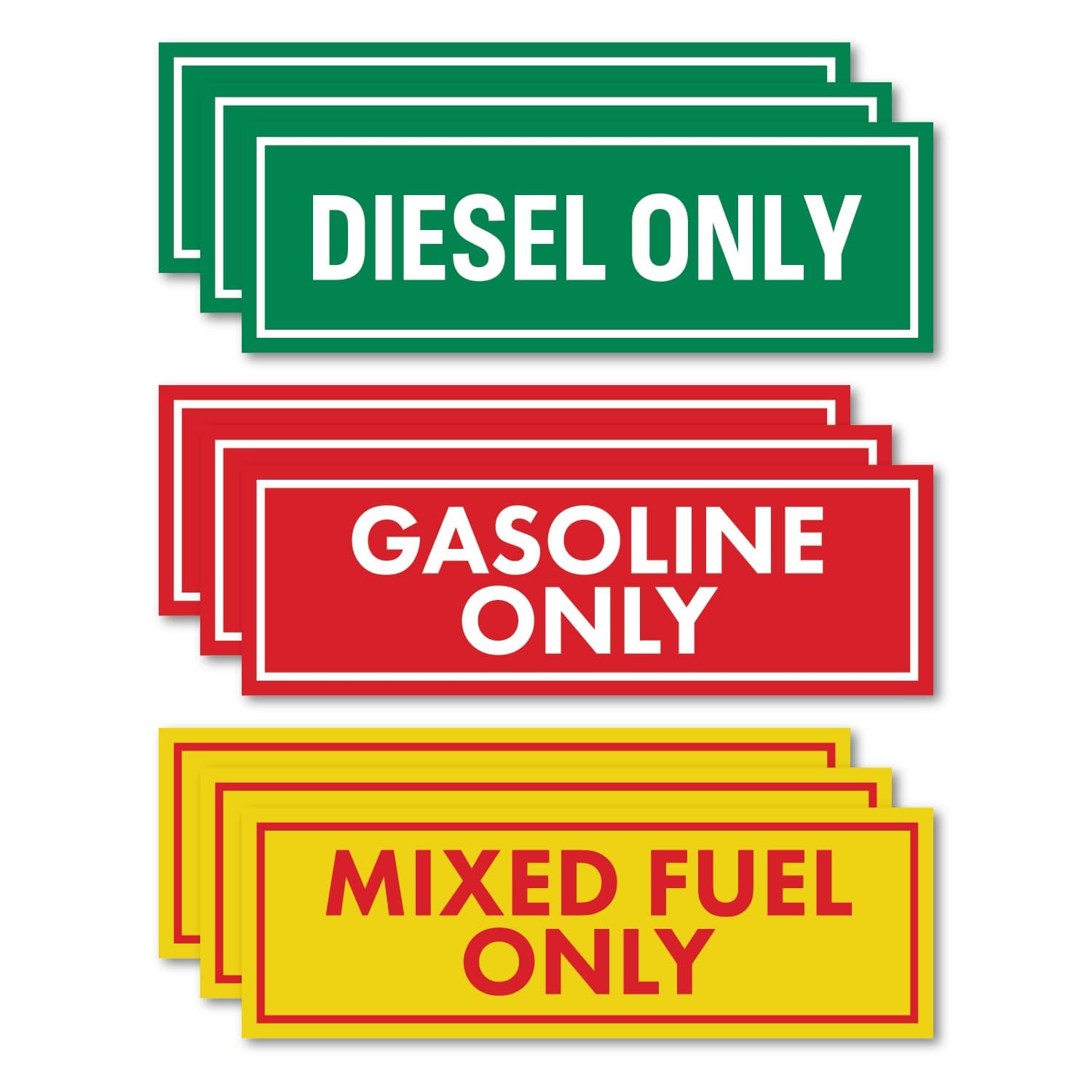 Sutter Signs 9pc Diesel Only/Gasoline Only/Mixed Fuel Only Stickers for Fuel Tank | Weatherproof Adhesive Decals for Trucks, Tractors, Fuel Cans, Gas Caps