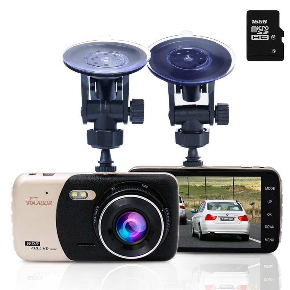 Dash Cam, Volador 1080P Full HD Night Vision Car Camera Built In G-Sensor Motion Detection Loop Car Video Recorder, 4 inch LCD Screen with 170 Wide Angle Lens Motion Detection Parking Monitor Camera