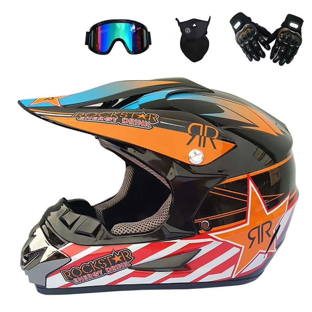 Motocross Helmets, Adult Motorcycle Off Road Helmet Mtb Enduro Mx Atv Downhill Quad Motorbike Helmet, Dot Approved Full Face Crash With Goggles Gloves Mask