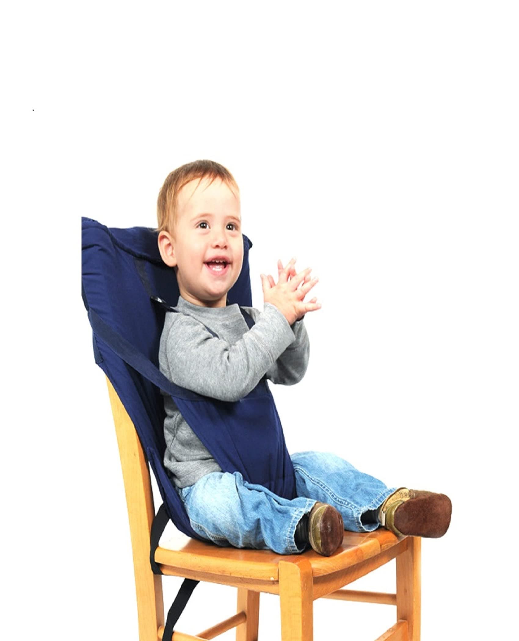 Portable Baby Safety Chair Seat Harness for Toddler, Travel Universal High Booster Seat Belt for Infant sitting/Feeding, 5-Point Adjustable Straps Shoulder Belt, 7 to 36 months Kid (Navy Blue)